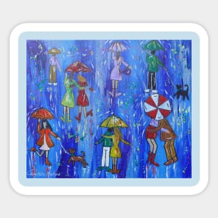 Colourful Umbrellas in a blue Sky Sticker